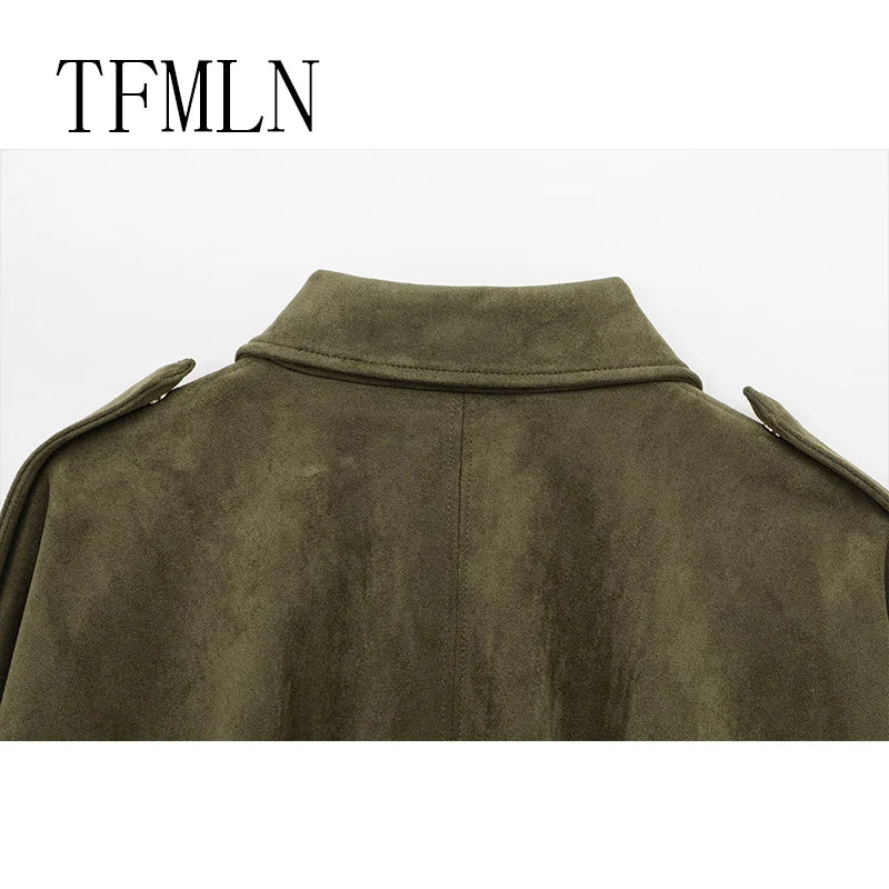 Chic Suede Cropped Bomber Jacket™