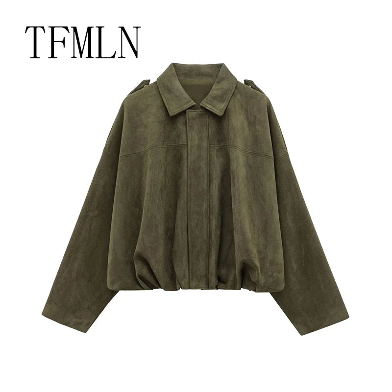 Chic Suede Cropped Bomber Jacket™