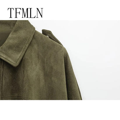 Chic Suede Cropped Bomber Jacket™