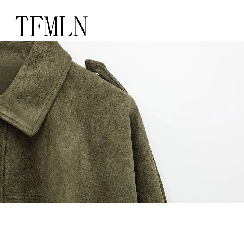 Chic Suede Cropped Bomber Jacket™