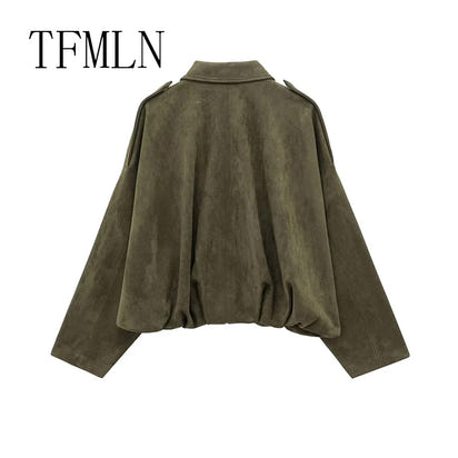 Chic Suede Cropped Bomber Jacket™