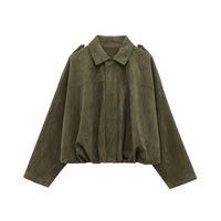 Chic Suede Cropped Bomber Jacket™